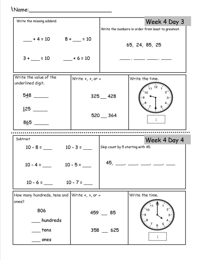 2nd Grade Worksheets Time