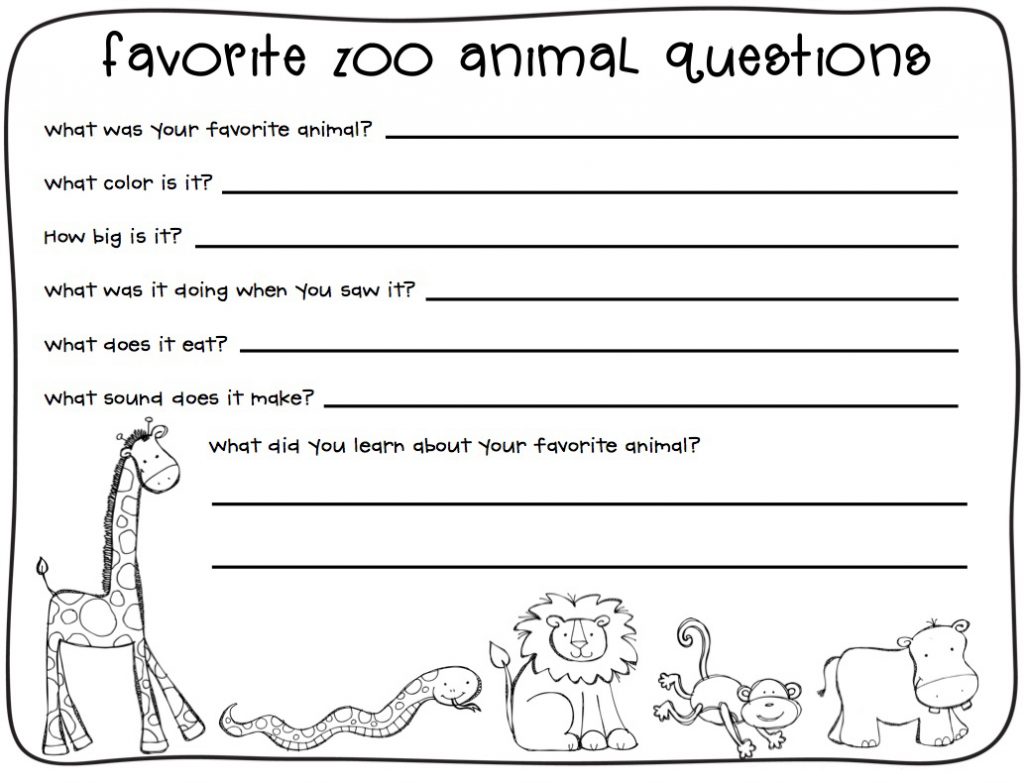 2nd Grade Writing Worksheet Zoo Animals