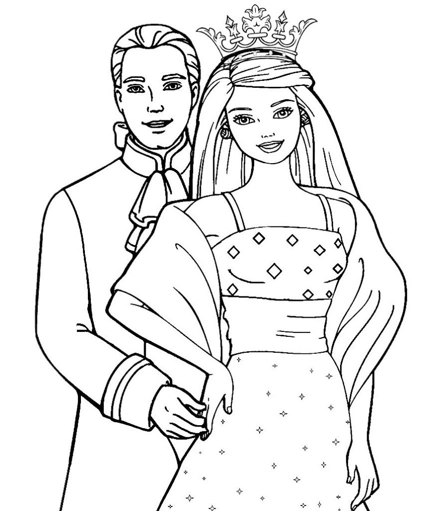 Barbie Prince and Princess Coloring Page