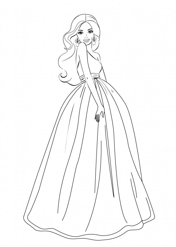 Barbie Princess Gown Coloring Page