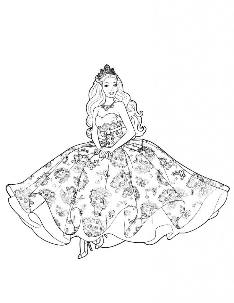 Barbie Princess Gown Coloring Page