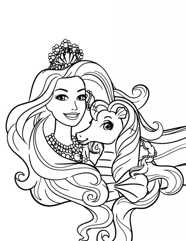 Barbie and Horse Barbie Princess Coloring Pages