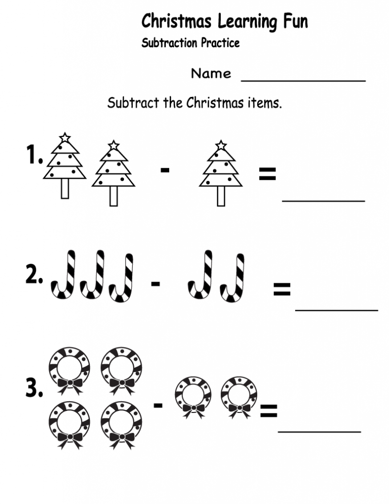 Christmas Subtraction - 1st Grade Math Worksheets