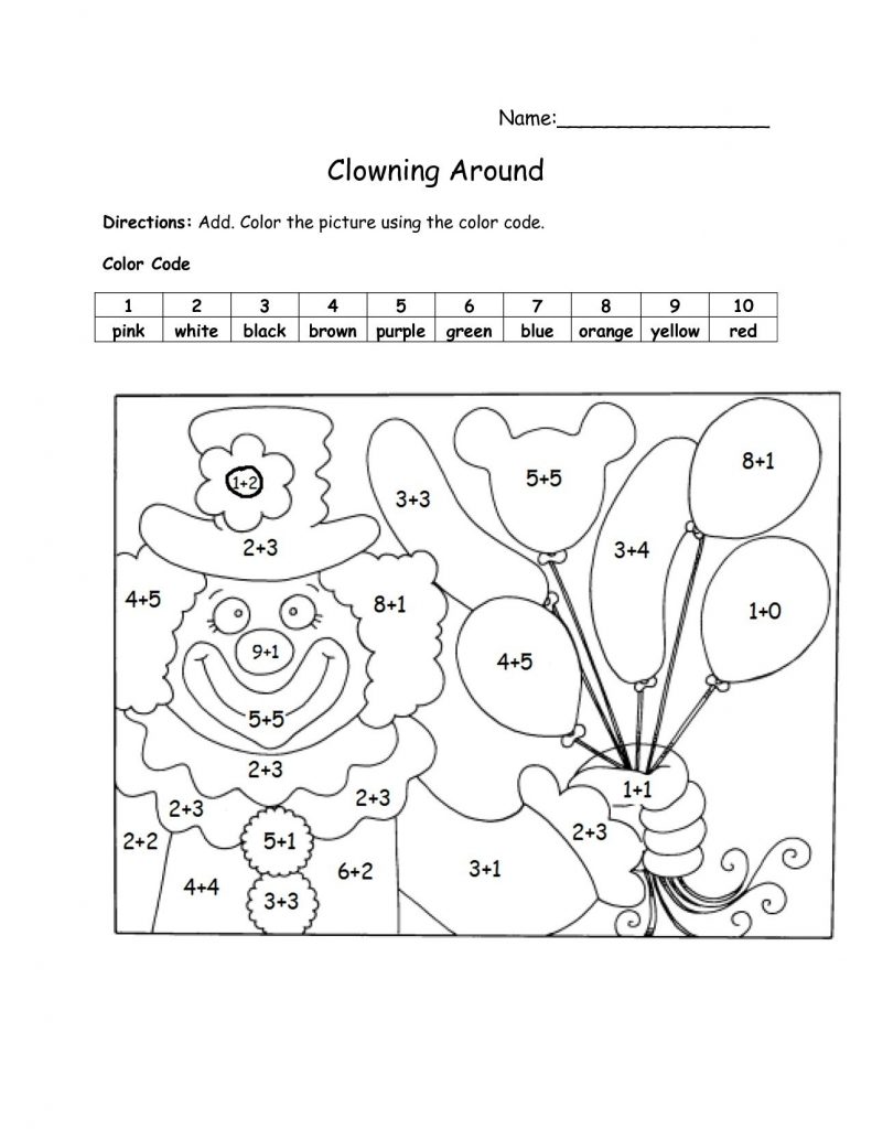 Color by Addition 2nd Grade Worksheet