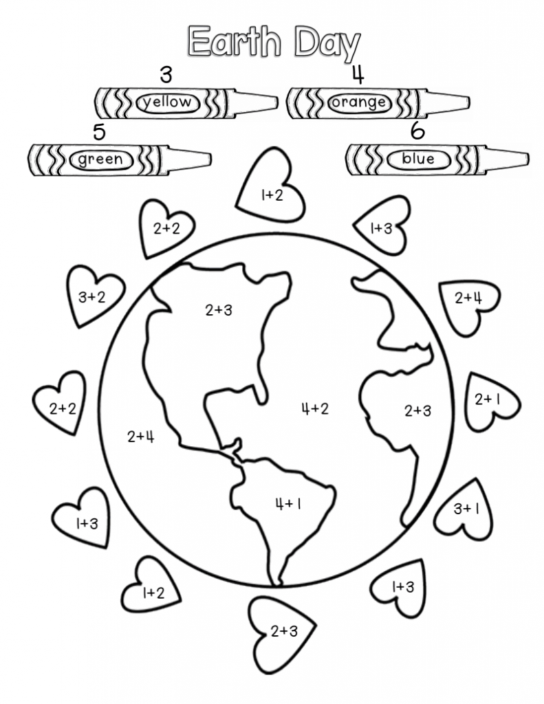 Color by Number Earth Day Math