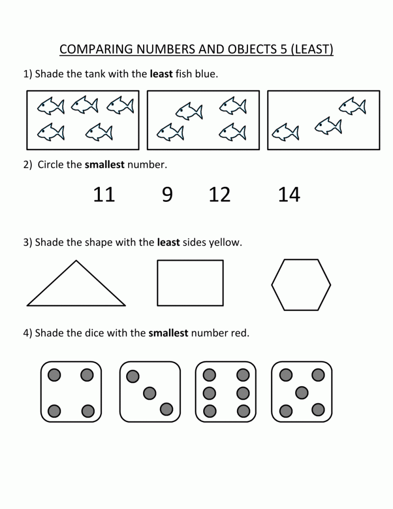 Comparing Numbers 1st Grade Worksheet