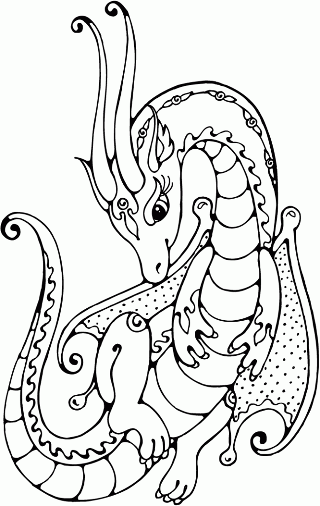 Cute Baby Dragon Coloring Pages for Adults