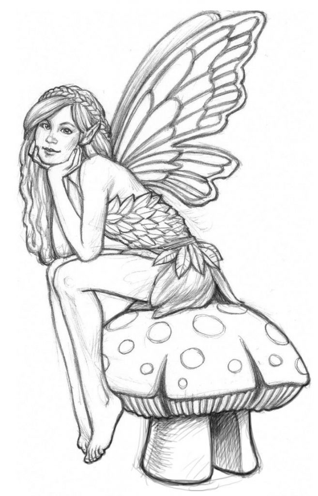 Cute Fairy Adult Coloring Page