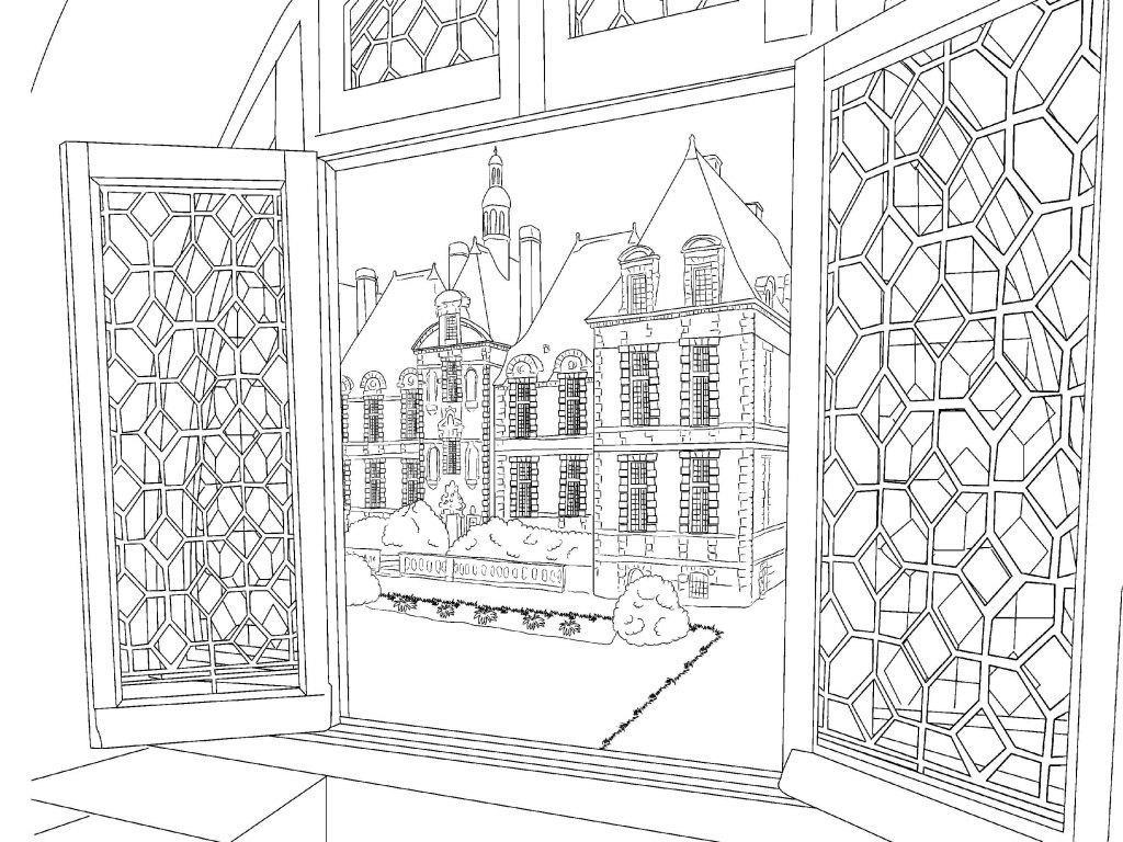 Door Scenery Coloring Page for Adults