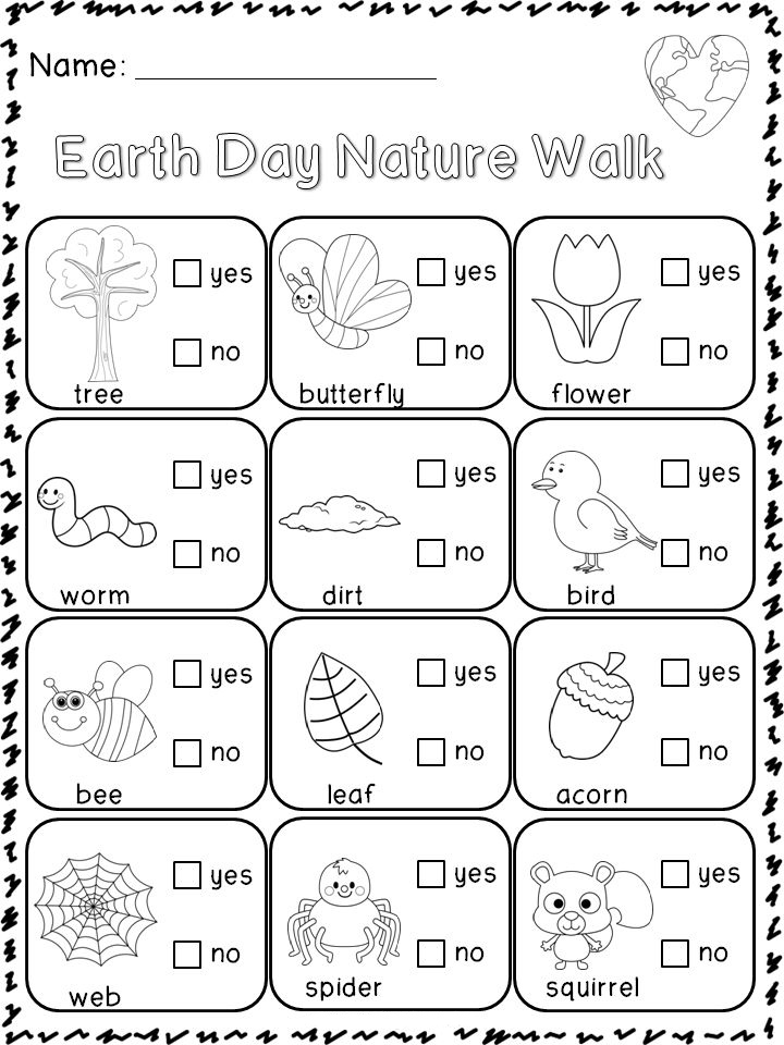 Earth Day Nature Walk Worksheets