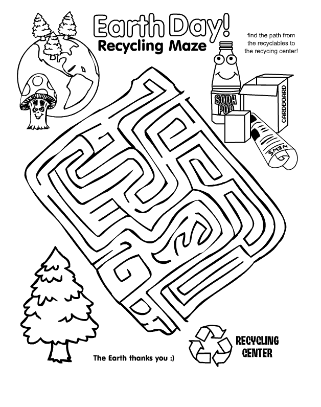 Earth Day Recycling Maze Worksheet