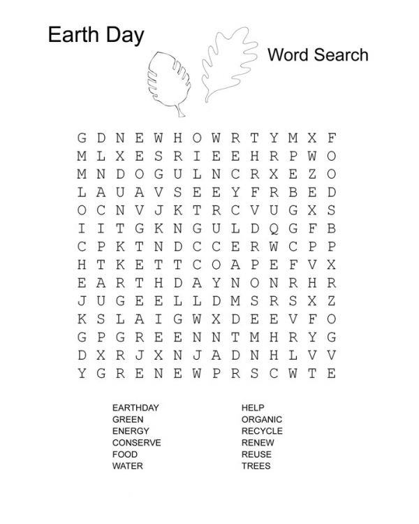 Earth Day Word Search Printable Puzzle