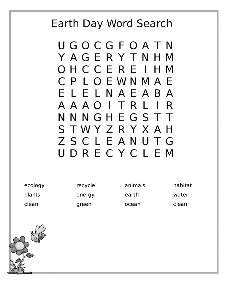 Earth Day Word Search Best Coloring Pages For Kids