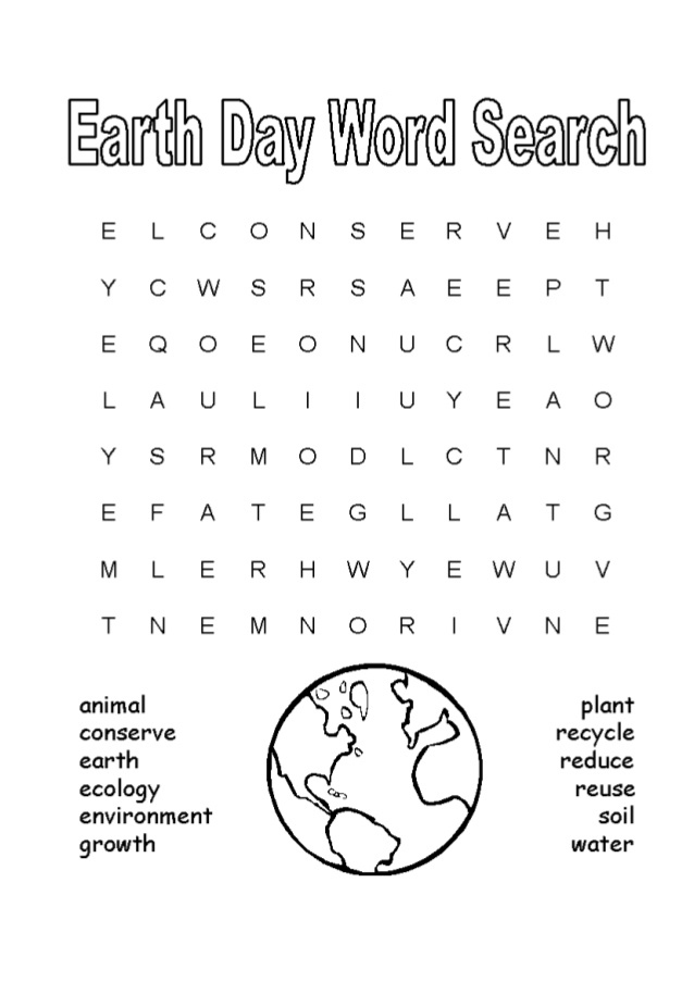 Earth Day Word Search Best Coloring Pages For Kids