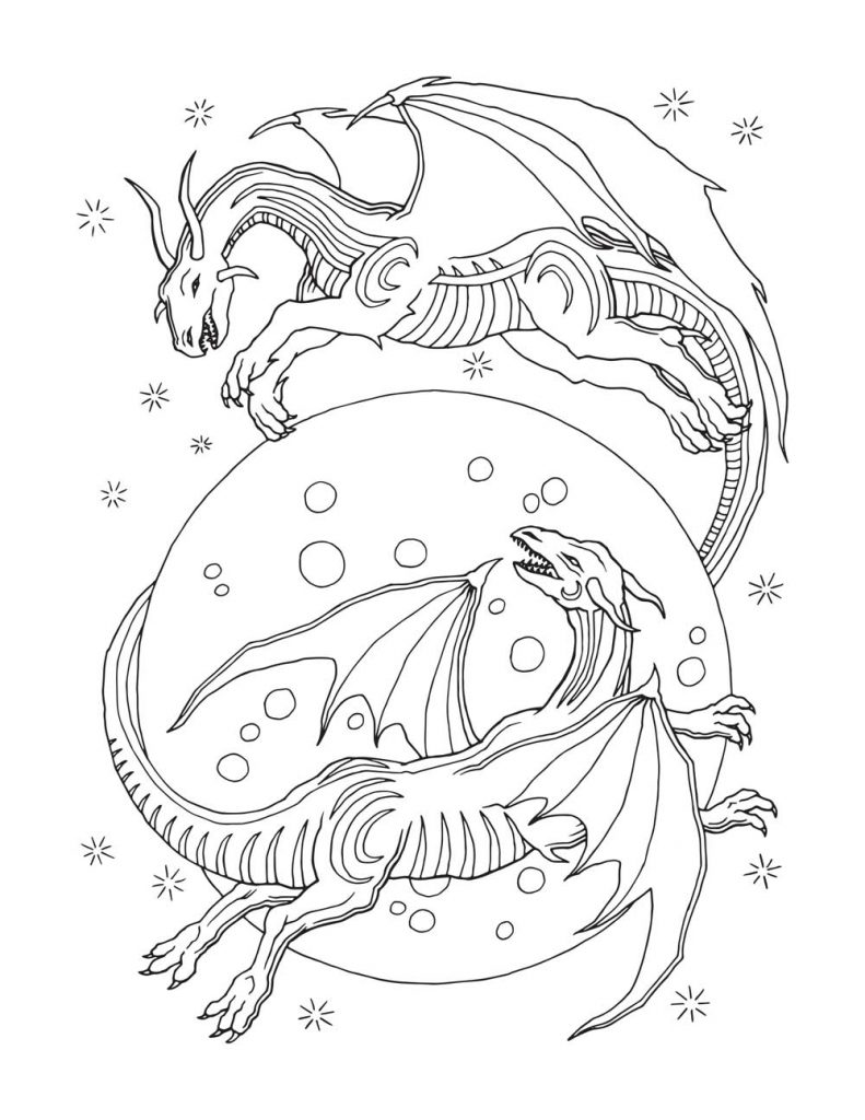 Fantasy Dragon Coloring Pages for Adults