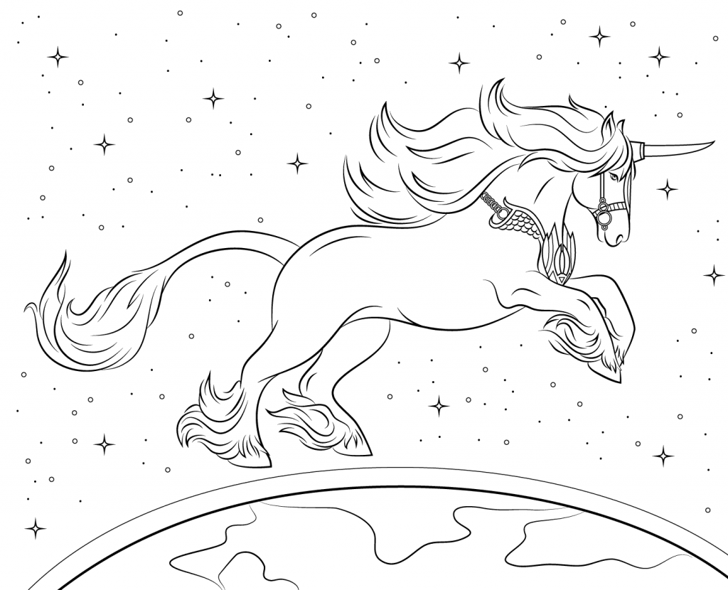 Fantasy Unicorn Coloring Page for Adults