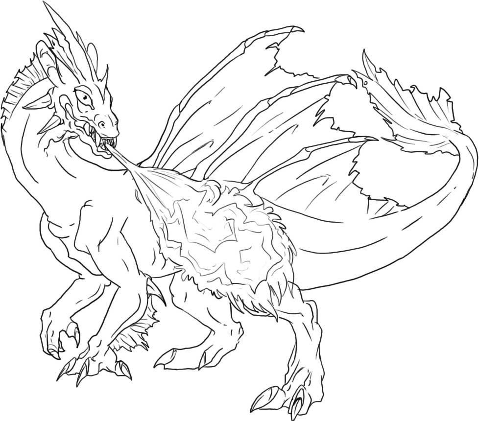Fiery Dragon Adult Coloring Pages