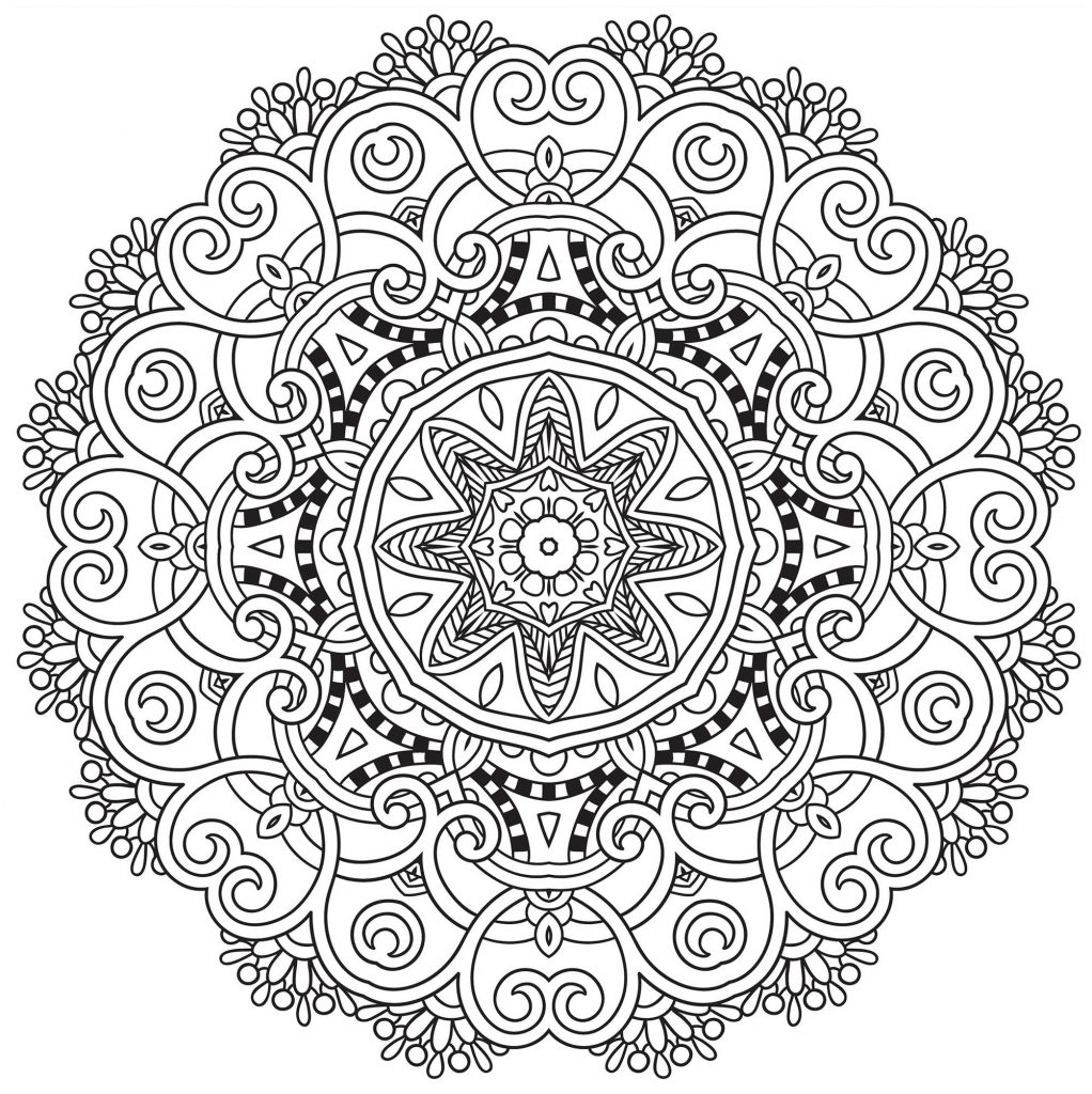 Flower Mandala Adult Coloring Page