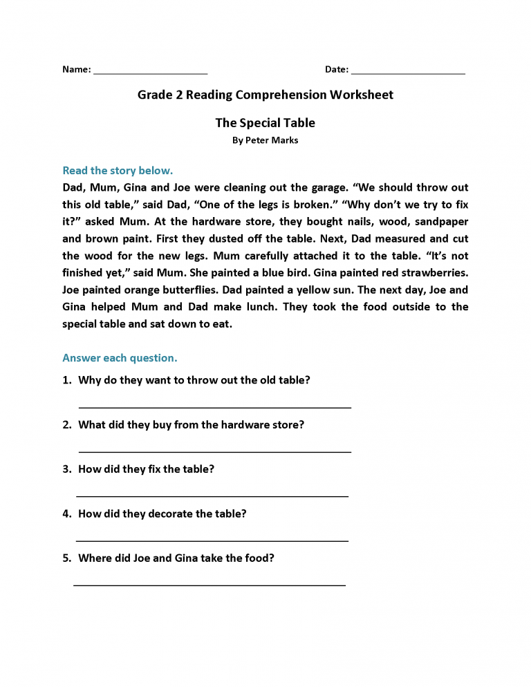 2nd Grade Reading Worksheets - Best Coloring Pages For Kids