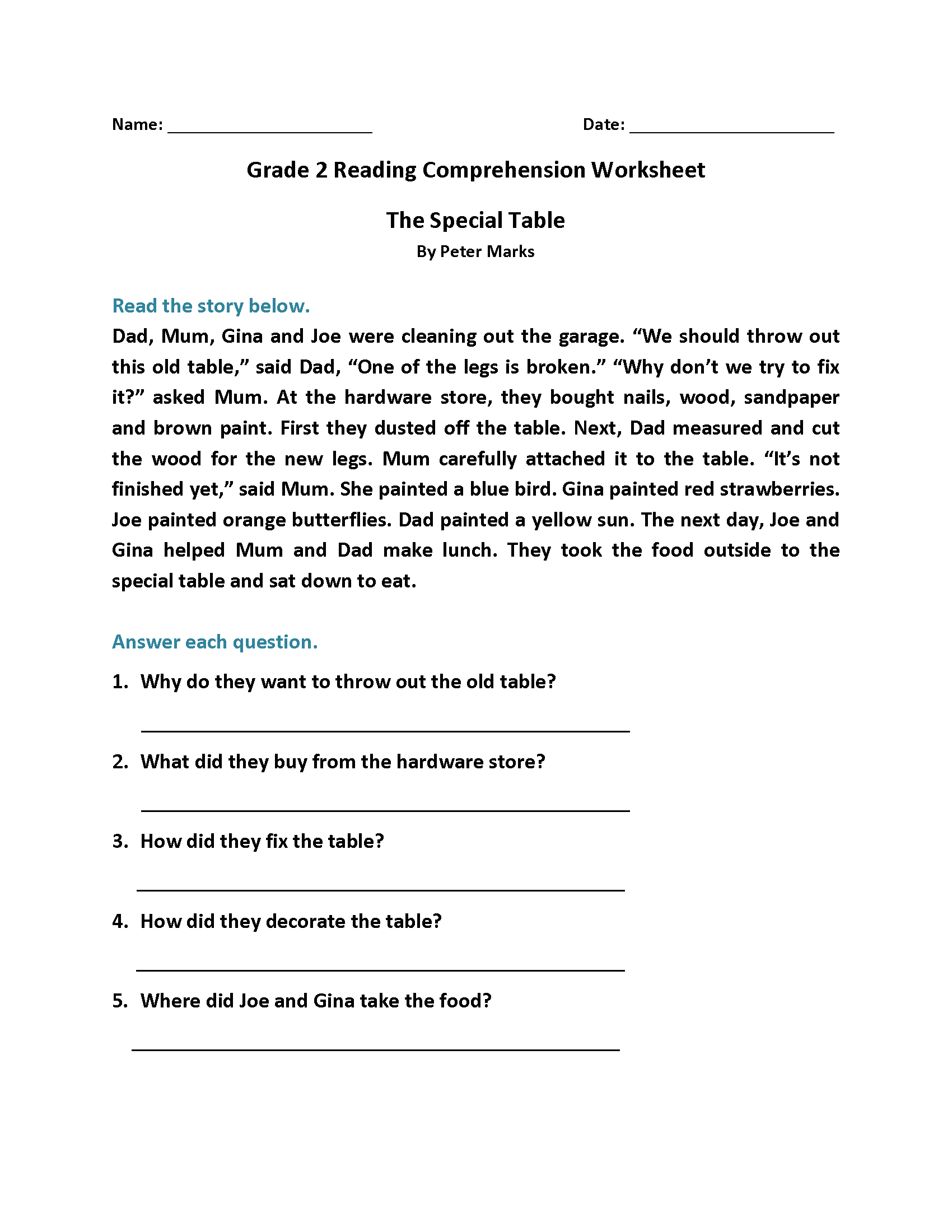 2nd Grade Reading Worksheets Best Coloring Pages For Kids