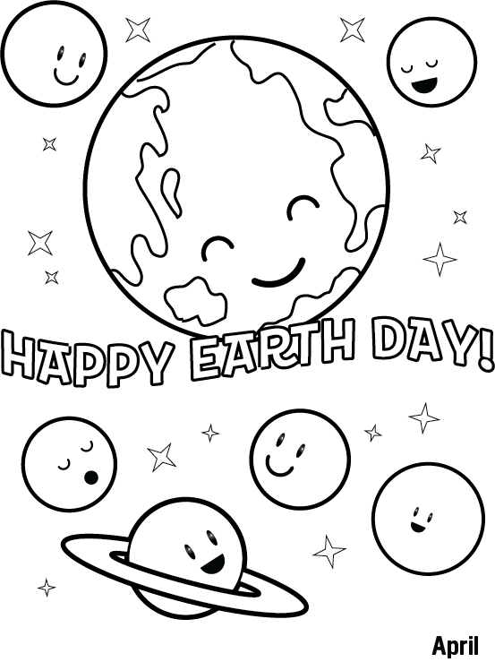 Happy Earth Day Coloring Sheet