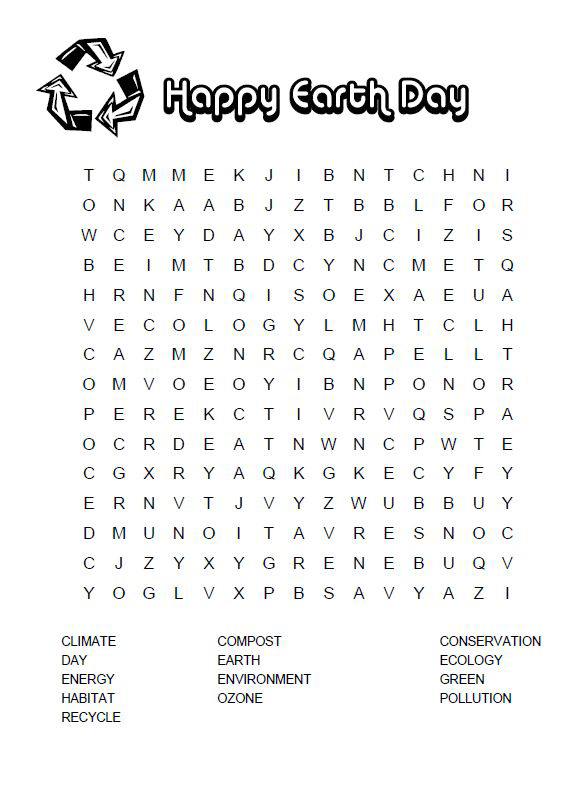 Happy Earth Day Word Search