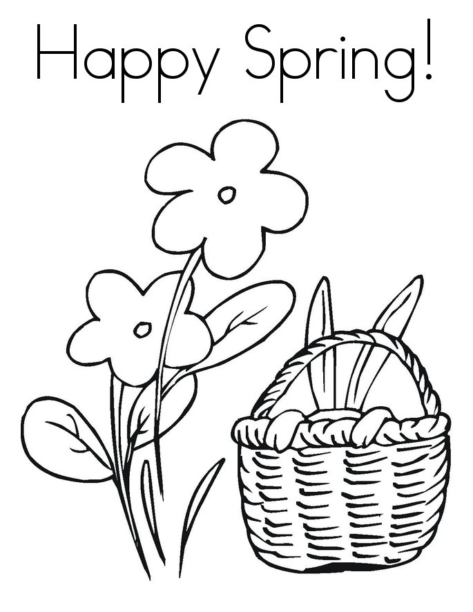Happy Spring Its April Coloring Page