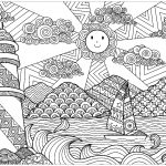 Lighthouse Scenery Coloring Page for Adults