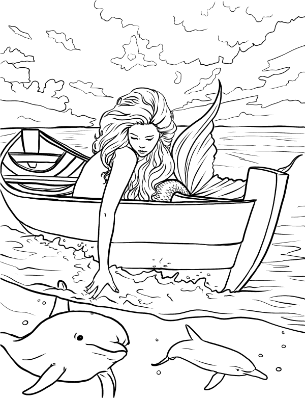 Mermaid Coloring Pages for Adults.