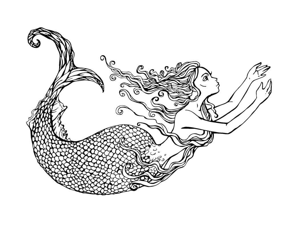 Mermaid Page for Adult Coloring