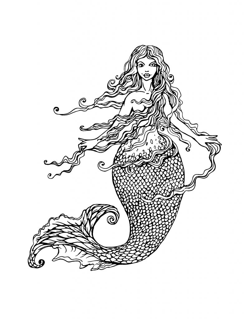 Mermaid Printable for Adult Coloring