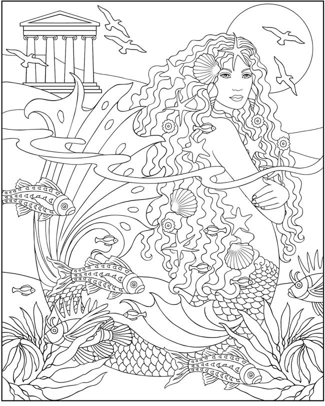 Mermaid Scene Adult Coloring
