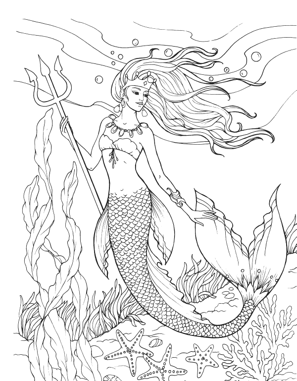 48+ Cute Mermaid Coloring Pages For Adults