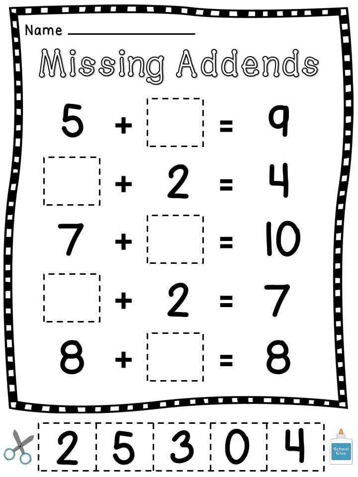 Missing Cut and Paste Worksheet for 1st Grade