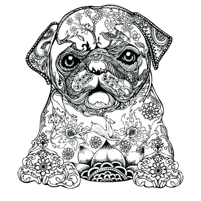 Coloriage chien nature pour adultes