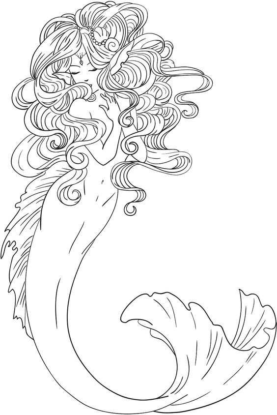 Pretty Mermaid Coloring Pages for Adults