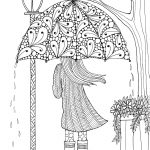 Pretty Umbrella in April Coloring Page