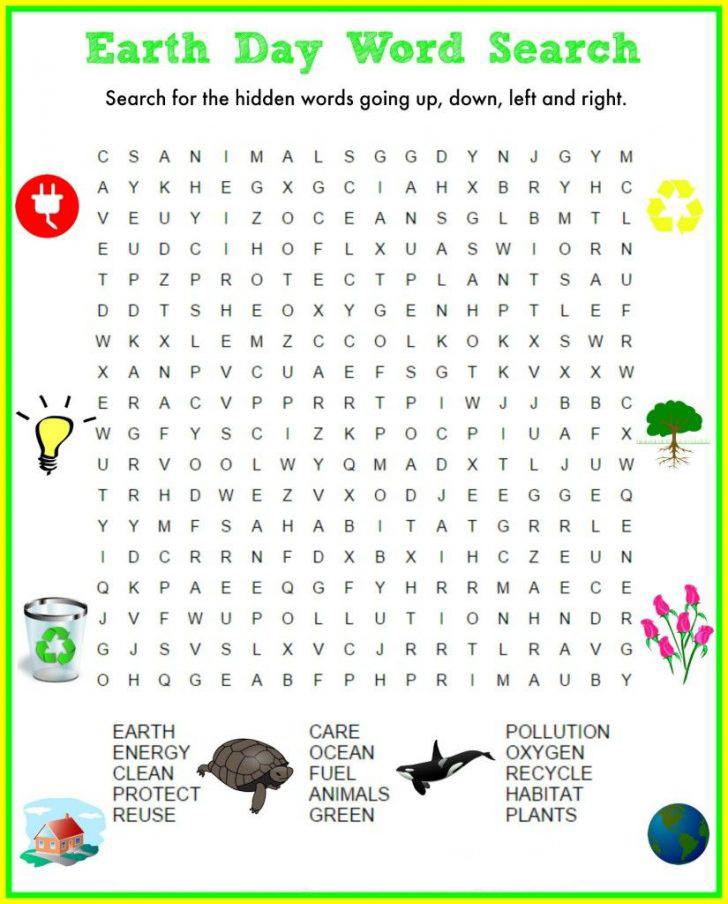 Print Earth Day Word Search