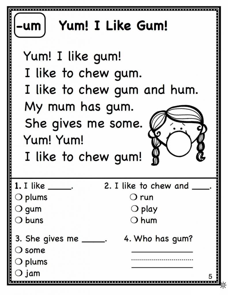 Simple 1st Grade Reading Worksheets