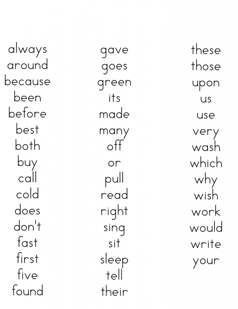 Spelling List for 2nd Grade