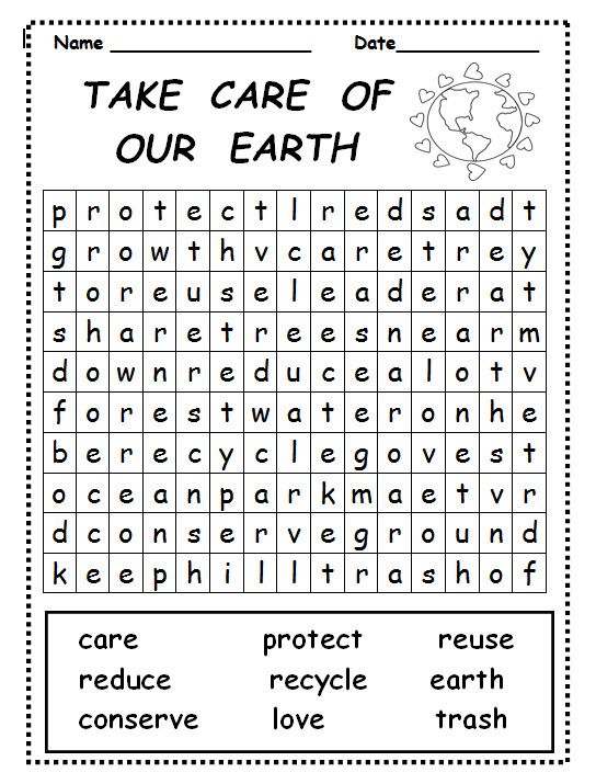 Take Care of Our Earth Word Search