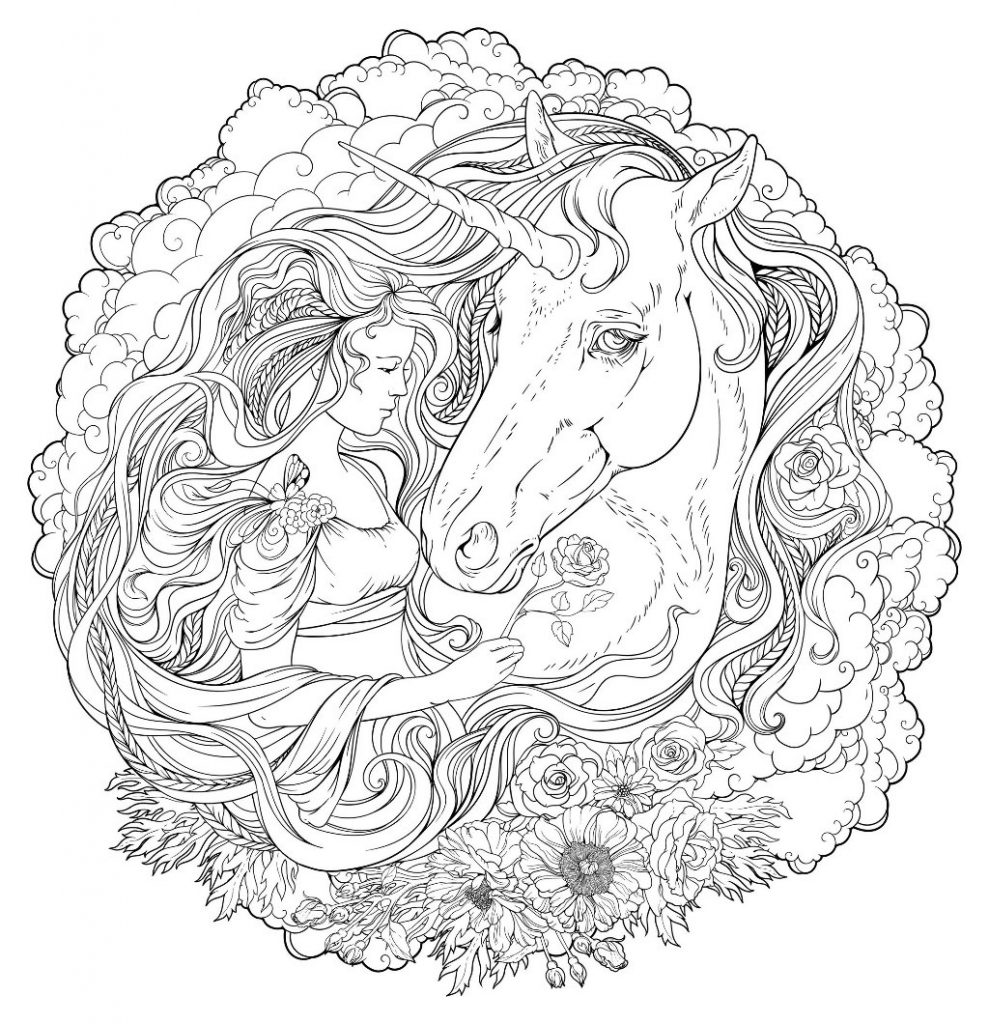 Unicorn Face Coloring Page for Adults