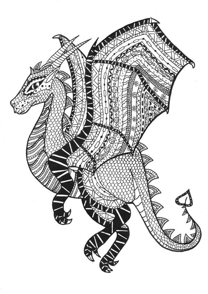 Zen Dragon Adult Coloring Page