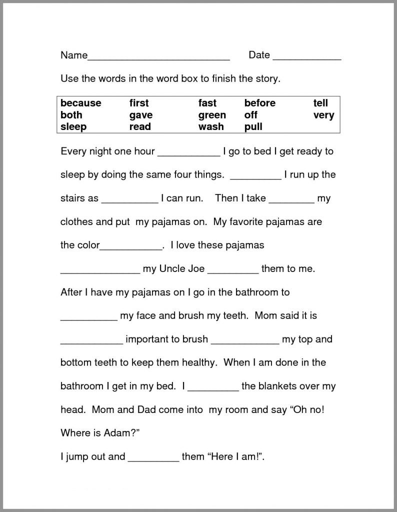 Second Grade English Worksheet