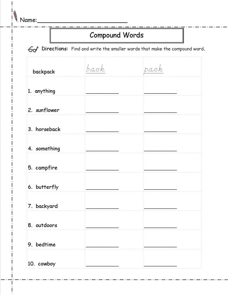 2nd Grade English Worksheets - Compound Words