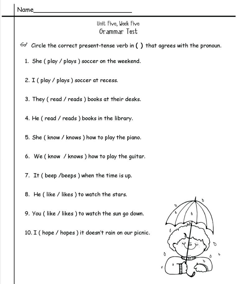 2nd Grade English Worksheets Verbs