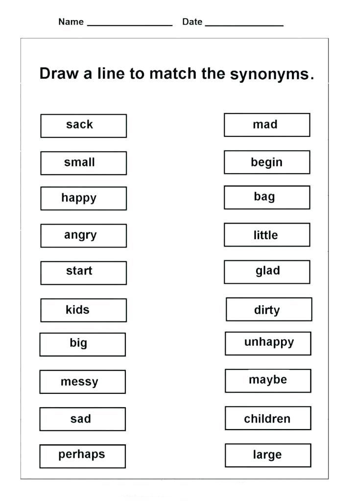 2nd Grade English Worksheets - Synonyms