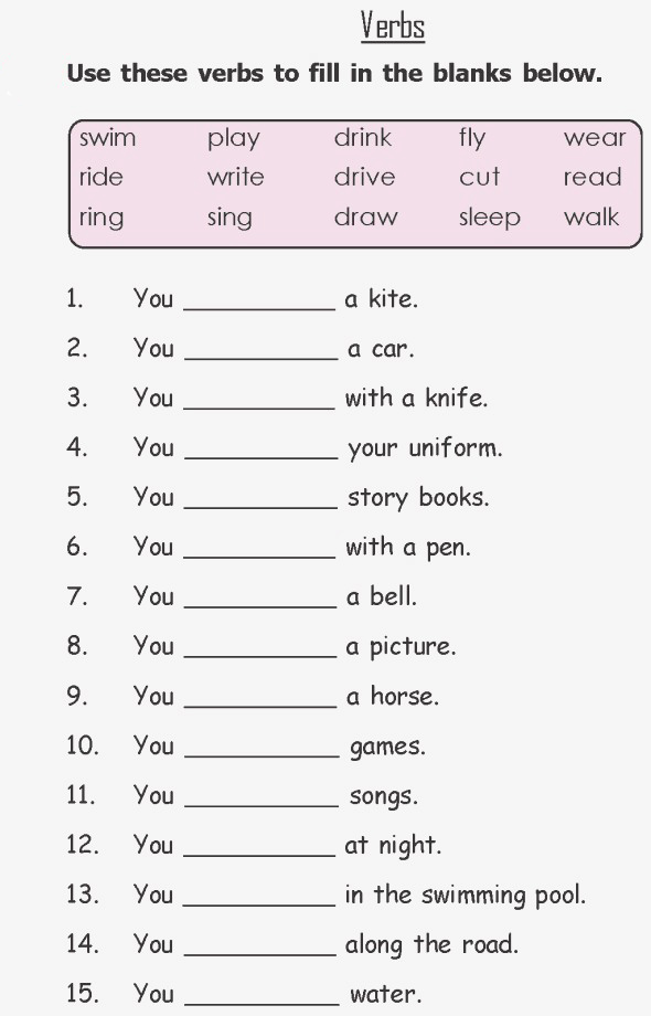 2nd Grade English Worksheets - Verbs