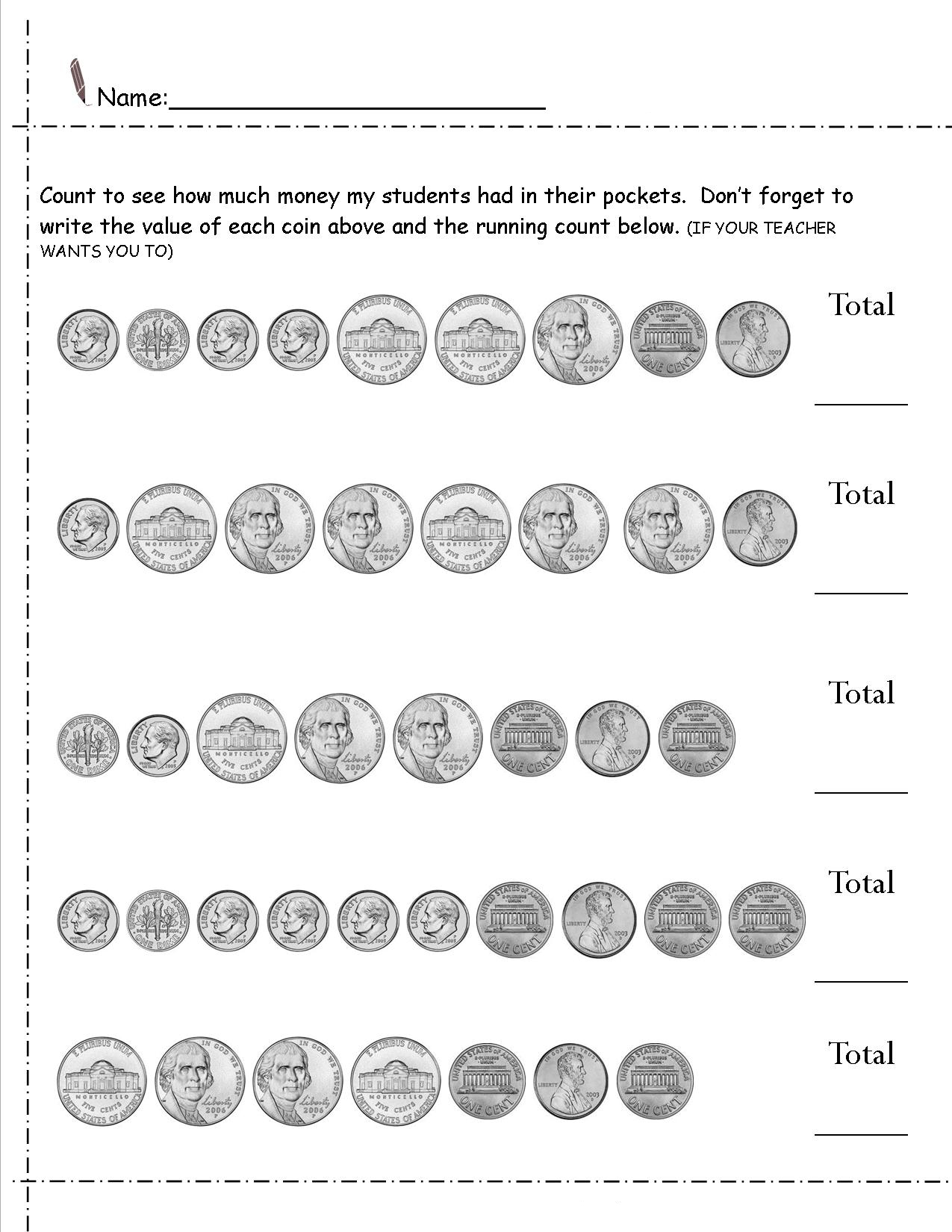 2nd Grade Free Printable Money Worksheets