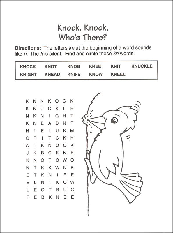 2nd Grade Silent K Word Search